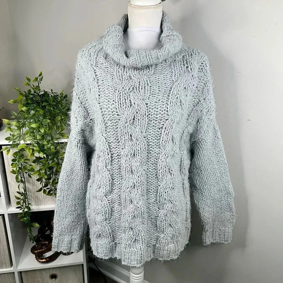 Dance & Marvel Chunky Cable Knit Chenille Turtleneck Sweater Size M/L - Picture 2 of 16
